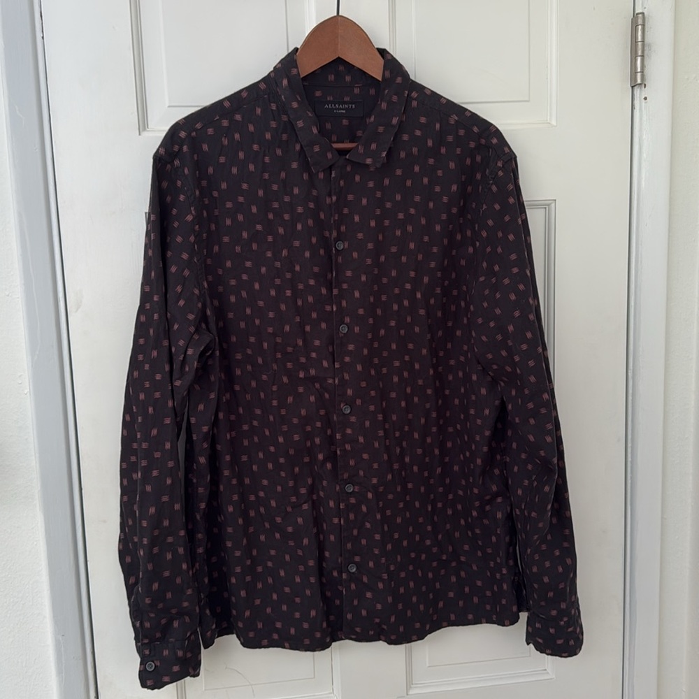 AllSaints Black Kiefer Shirt 100% cotton